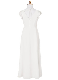 Azazie Claudine Junior White A-Line Pleated Chiffon Dress image6