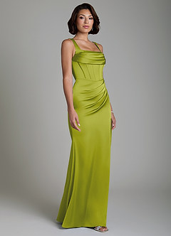 Azazie Amora Robes de demoiselle d'honneur Robe Sirène en Satin extensible Corset Citronnelle image5