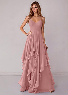 Azazie Zaina Bridesmaid Dresses Dusty Rose A-Line Chiffon Dress image1