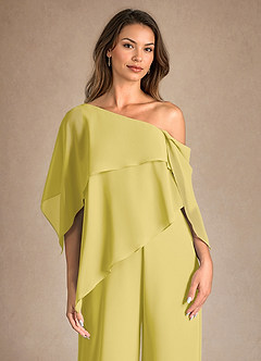 Azazie Halima vestidos de madre de la novia Vestido de Canario de Gasa de Mono/Traje de pantalón con Corte Lateral image8