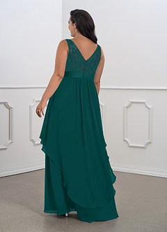 Azazie Xella Mother of the Bride Dresses Peacock A-Line Lace Chiffon Dress image8