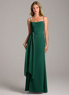 Azazie Tahlia Brautjungfernkleider A-Linie Gürtel/Schärpe Chiffon Kleid Smaragd image5