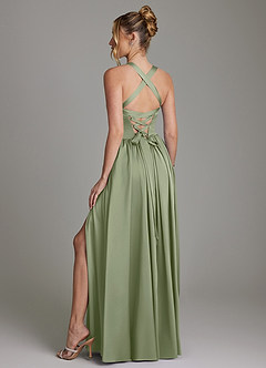 Azazie Francis Robes à essayer chez vous Robe Trapèze en Satin extensible Corset Agave image7