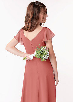 Azazie Omari Junior Antique Rose A-Line Ruched Chiffon Dress image3