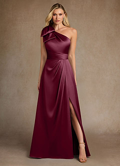 Azazie Easton Mother of the Bride Dresses Mulberry A-Line One Shoulder Stretch Satin Dress image1