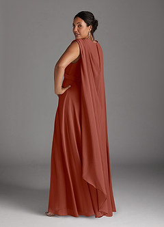 Azazie Isa Mère de la mariée Robes Robe Trapèze en Mousseline de soie Col V plissé Auburn image6
