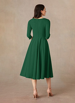 Azazie Nassif Abiti per la Madre della Sposa Abito A-Line in Crepe Elasticizzato Verde Scuro image4