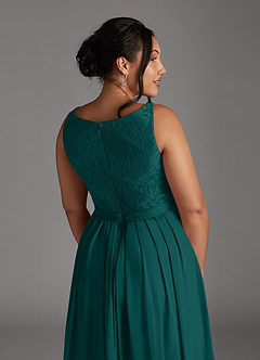 Azazie Ainsling Mother of the Bride Dresses Peacock A-Line Square Neckline Lace Chiffon Dress image18