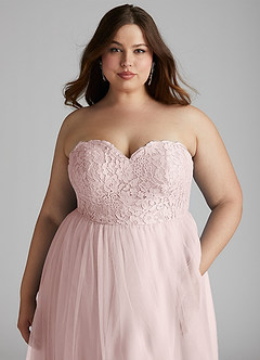 Azazie Roni Bridesmaid Dresses Blushing Pink A-Line Sweetheart Neckline Tulle Convertible Dress image11