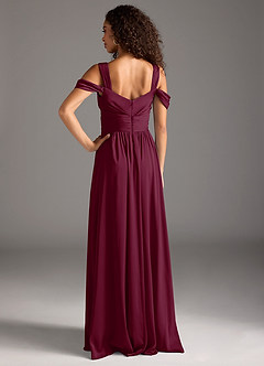 Azazie Lianne Bridesmaid Dresses Mulberry A-Line Off the Shoulder Stretch Satin Dress image5