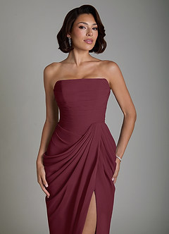 Azazie Nyra Abiti Prova a Casa Abito Tubino in Chiffon Corsetto Cabernet image5