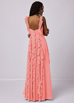 Barbie ♥ Azazie Bridesmaid Dresses Coral A-Line with Pockets Chiffon Dress image2