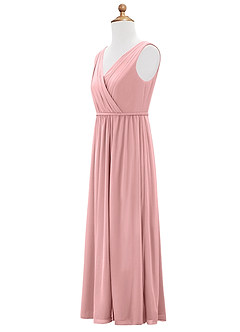 Azazie Tanicia Junior Dusty Rose A-Line Mesh Dress image8