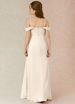 Azazie Kaitlynn Junior White Alabaster A-Line Off the Shoulder Chiffon Dress image2