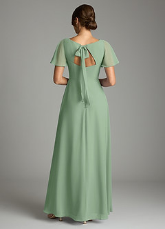 Azazie Kimber Bridesmaid Dresses Matcha A-Line Flounce Sleeve Chiffon Dress image3