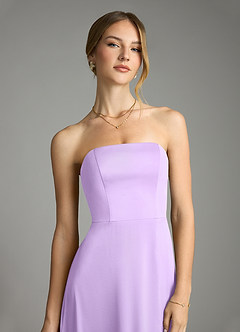 Azazie Wren Bridesmaid Dresses Lilac A-Line Strapless Stretch Satin Convertible Dress image4