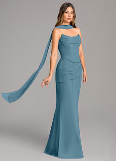 Azazie Sorrel Bridesmaid Dresses Bermuda Mermaid Corset Chiffon Dress image4