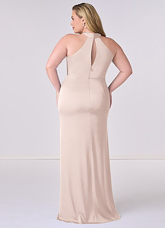 Barbie ♥ Azazie Bridesmaid Dresses Blushing Pink Sheath Stretch Satin Dress image8
