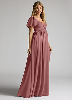 Azazie Madisynn Maternity Bridesmaid Dresses Bow Chiffon Floor-Length Dress image3