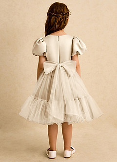 Azazie Cocoa Abiti da Ragazza di Fiori Abito Principessa in Tulle Plissettato Champagne image6