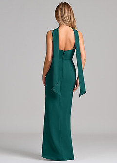 Azazie Calandra Bridesmaid Dresses Peacock Sheath Pleated Chiffon Dress image2