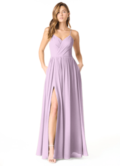 Azazie Cora Bridesmaid Dresses Frosted Lilac A-Line Pleated Chiffon Dress image1