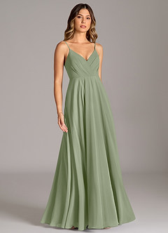 Azazie Amani Bridesmaid Dresses Pistachio A-Line Pleated Chiffon Dress image5