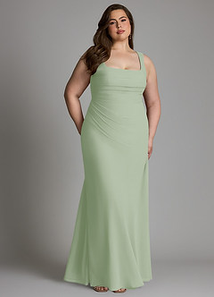 Azazie Agustina Bridesmaid Dresses Dusty Sage Mermaid Corset Chiffon Dress image12
