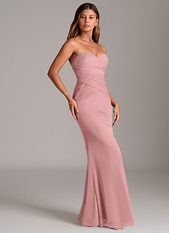 Azazie Katelyn Bridesmaid Dresses Dusty Rose Sheath Strapless Mesh Convertible Dress image4
