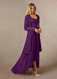 Azazie Anne vestidos de madre de la novia Vestido de Uva de Encaje de Recto con Corazón Lentejuelas image3