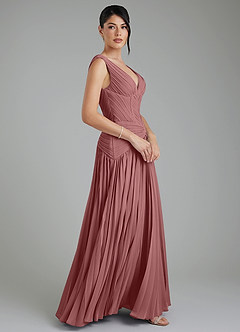 Azazie Kima Brautjungfernkleider Eine Linie Plissee Chiffon Kleid Wüstenrose image7