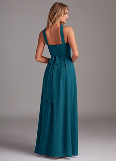Azazie Dixie Bridesmaid Dresses Ink Blue A-Line Halter Pleated Chiffon Dress image2