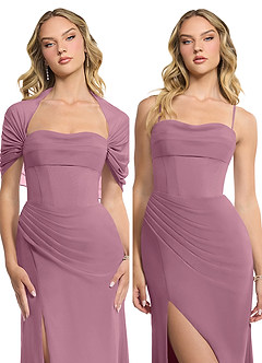 Azazie Zia Bridesmaid Dresses Vintage Mauve Sheath Side Slit Chiffon Convertible Dress image8