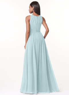Azazie Harper Bridesmaid Dresses Mist A-Line Pleated Chiffon Dress image2