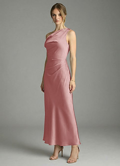 Azazie Emerson Bridesmaid Dresses Dusty Rose Mermaid Off the Shoulder Stretch Satin Dress image4