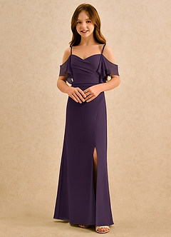 Azazie Pippy Girls Formal Flower Girl Dresses Plum A-Line Sweetheart Neckline Chiffon Dress image4