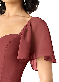 Azazie Chloe Robes à essayer chez vous Robe Trapèze en Mousseline de soie Décolleté en cœur Terracotta image6