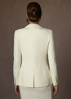 front Charlotte Marfim Conjunto de paletó e vestido em tecido refinado