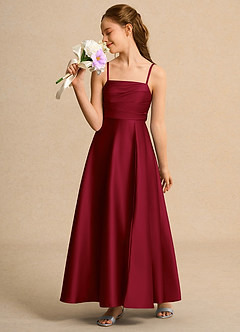 Azazie Pebbles Girl Flower Girl Klänningar Klä A-Line i Matt satäng Plisserad image5