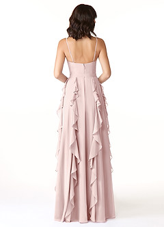 Azazie Peyton Bridesmaid Dresses Blushing Pink A-Line Ruched Chiffon Dress image2