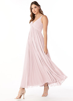 Azazie Raychelle Bridesmaid Dresses Blushing Pink A-Line V-Neck Chiffon Dress image3