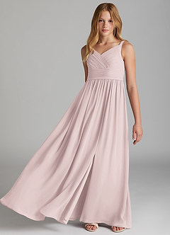 Azazie Chanel Junior Jurk van Chiffon met A-Lijn Sweetheart Halslijn Blozend Roze image2