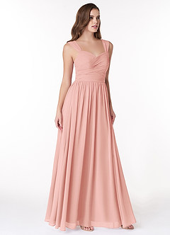Azazie Zapheira Bridesmaid Dresses Rosette A-Line Ruched Chiffon Dress image4