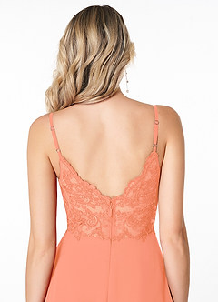 Azazie Lena Bridesmaid Dresses Sunset A-Line Lace Chiffon Dress image5