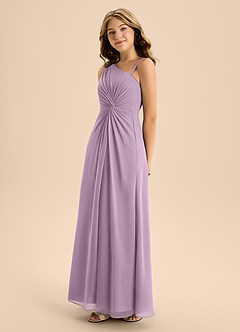 Azazie Brooke Junior Vestido de Glicinia de Gasa de Corte En A con Corte Lateral image6