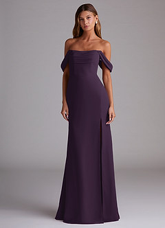 Azazie Saige Bridesmaid Dresses Plum A-Line Off the Shoulder Chiffon Convertible Dress image3
