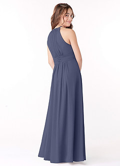 Azazie Bonnie Junior Stormy A-Line Pleated Chiffon Dress image3