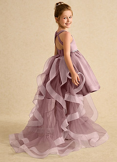 Azazie Julietta Flower Girl Dresses Dusty Rose Ball-Gown Convertible Tulle Dress image6