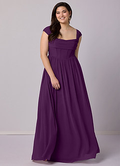 Barbie ♥ Azazie Bridesmaid Dresses Grape A-Line Corset Chiffon Dress image12