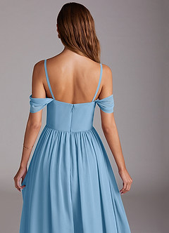 Azazie Calianna Jurken voor bruidsmeisjes Converteerbaar Jurk van Chiffon met A-Lijn Off the Shoulder Staal Blauw image9